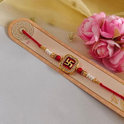 RAKHI - Swastik Kundan Charm Set of 1 (RK006)